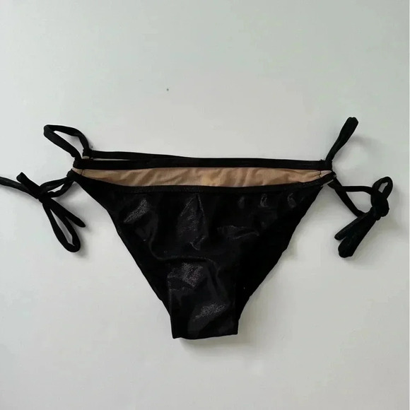SABZ‎ Swimwear Bruna Black Strappy Bikini Bottom L Tie Side - Picture 2 of 7
